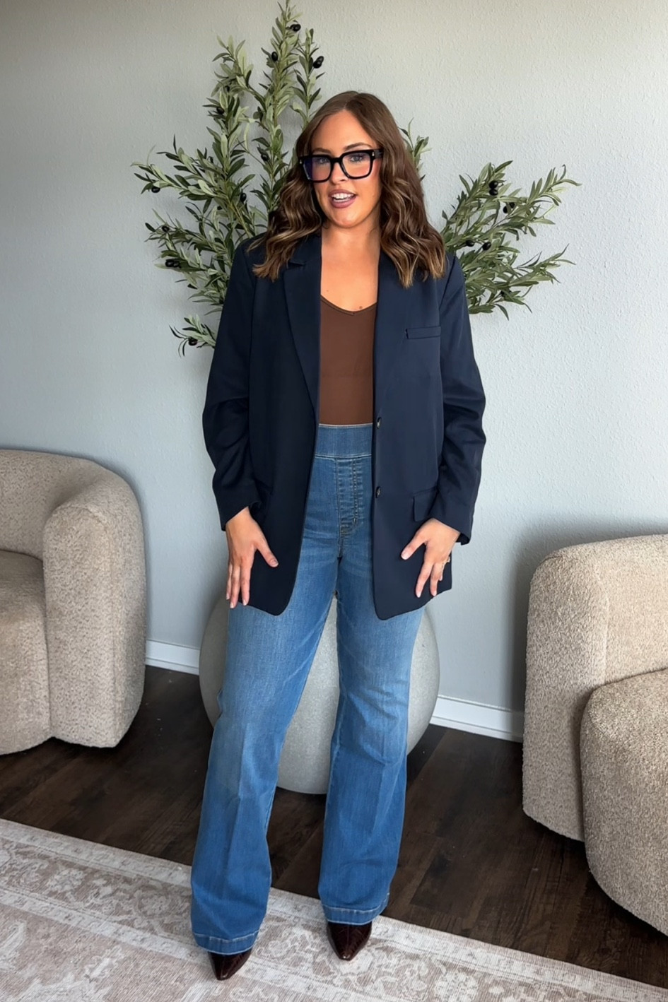 Wearing a 14 blazer, XL bodysuit & 1X Jean! Use code CHLOEXSPANX for money off your spanx order! 

#LTKSeasonal #LTKHoliday #LTKMidsize