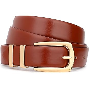 WHIPPY Women's Leather Belts for Jeans Pants Fashion Ladies Belt Gold Buckle Belts for Women | Amazon (US)