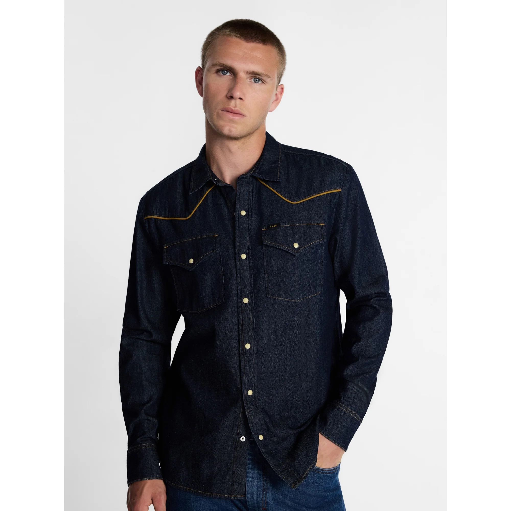 Kacey Lee Men's Western Denim Shirt with Long Sleeves, Sizes S-2XL | Walmart (US)