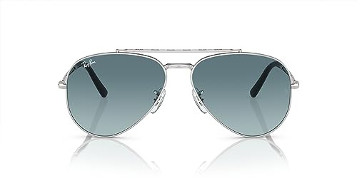 Ray-Ban RB3625 New Aviator Sunglasses, Silver/Blue Gradient Grey, 58 mm | Amazon (US)