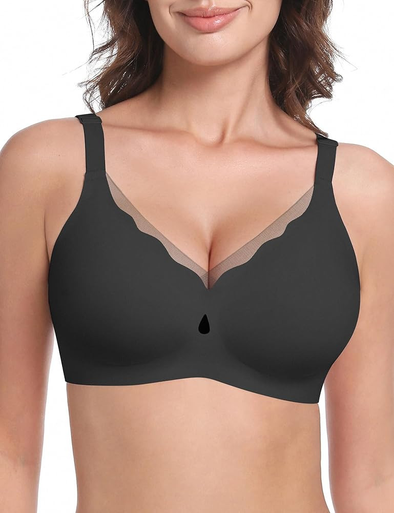 LUCKMEEY Bras for Women No Underwire Wireless Mesh Seamless T-Shirt Bra Full Coverage Push up Com... | Amazon (US)