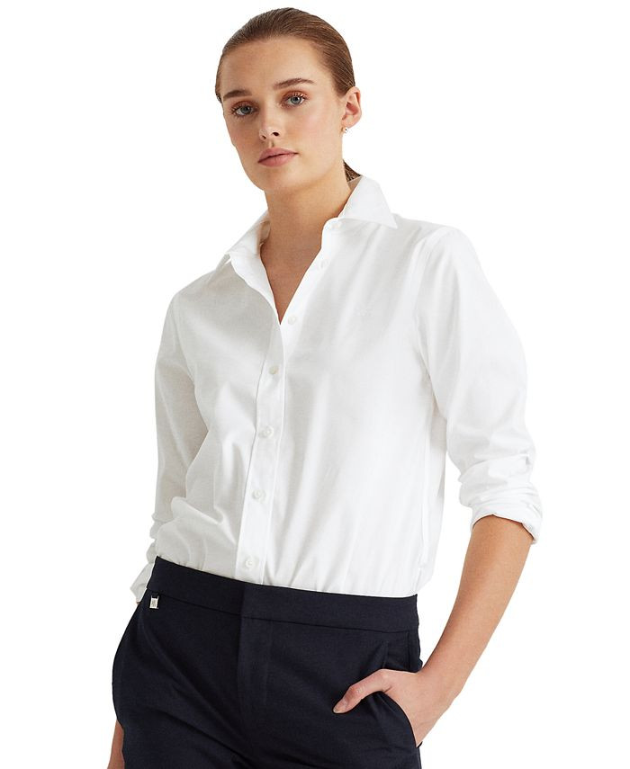 Lauren Ralph Lauren Petite Easy Care Cotton Shirt & Reviews - Tops - Petites - Macy's | Macys (US)