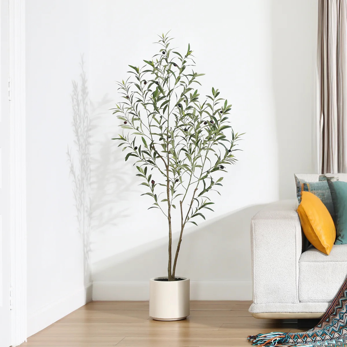 Altman Faux Olive Tree with White Planter | Wayfair North America