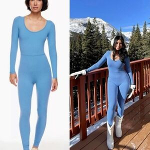 Aritzia Wilfred Free Maxe Jumpsuit Stretch Flagstone Blue Long Sleeve size M | Poshmark
