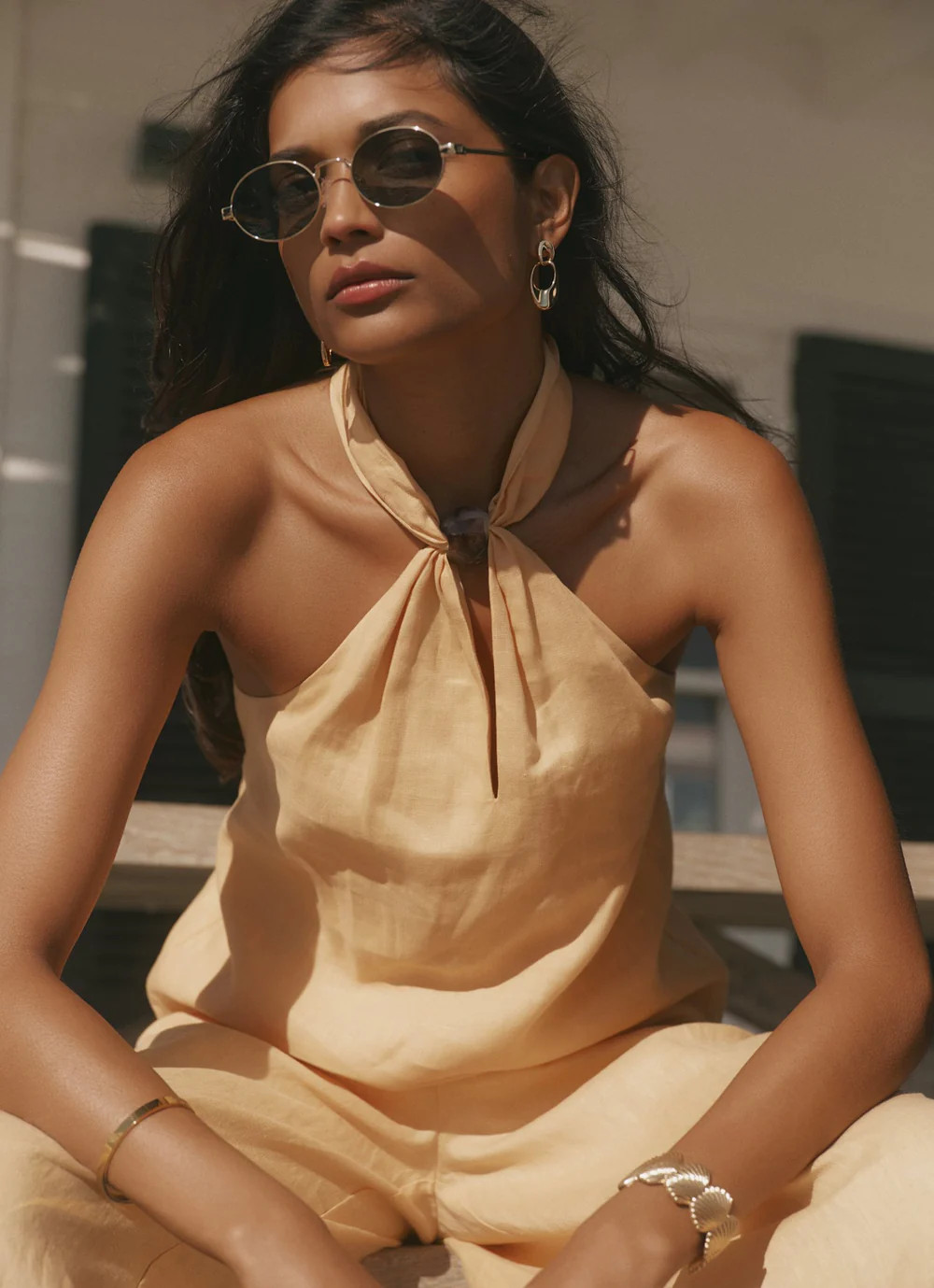 Yellow Linen Halter Top | Mint Velvet