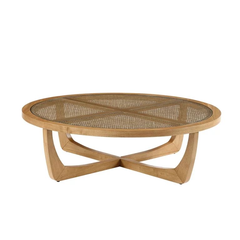 Beautiful Rattan & Glass Coffee Table with Solid Wood Frame by Drew Barrymore - Walmart.com | Walmart (US)