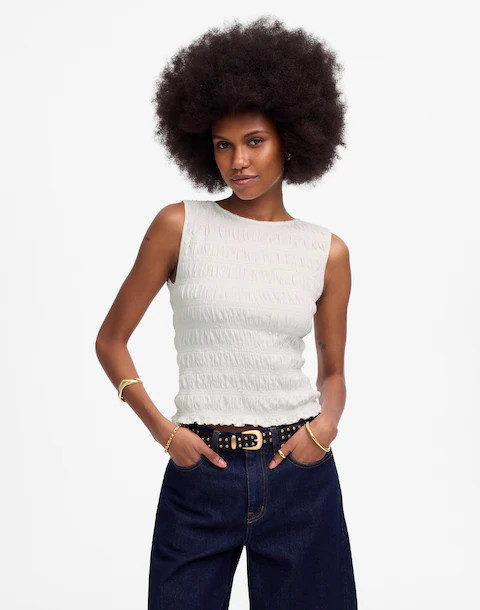 Smocked Boatneck Tank | Madewell | Madewell