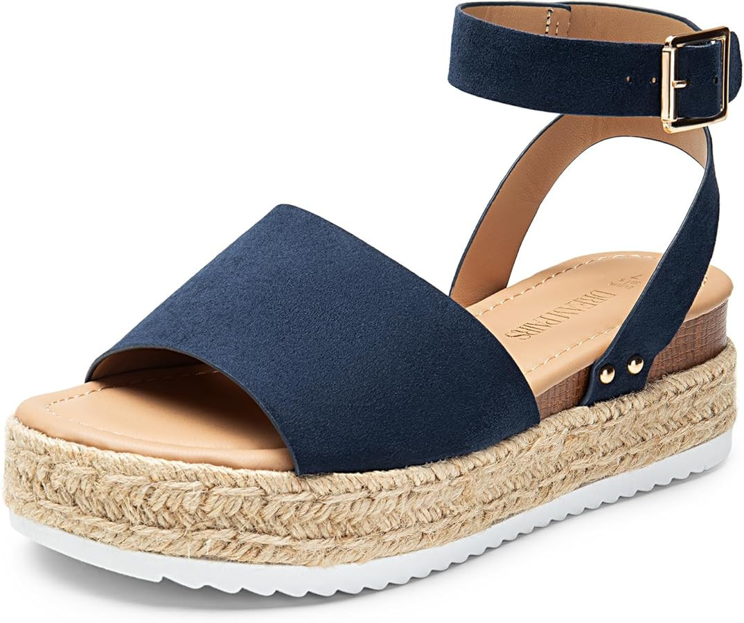 DREAM PAIRS Women's Platform Espadrilles Casual Ankle Strap Wedge Sandals Comfortable Dressy Summ... | Amazon (US)