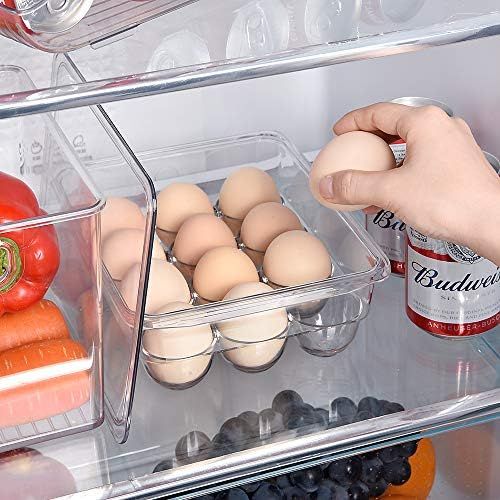 Ambergron Stackable Egg Holder Organizers for Refrigerator, Freezer, Kitchen Plastic 12 Eggs Stor... | Amazon (US)