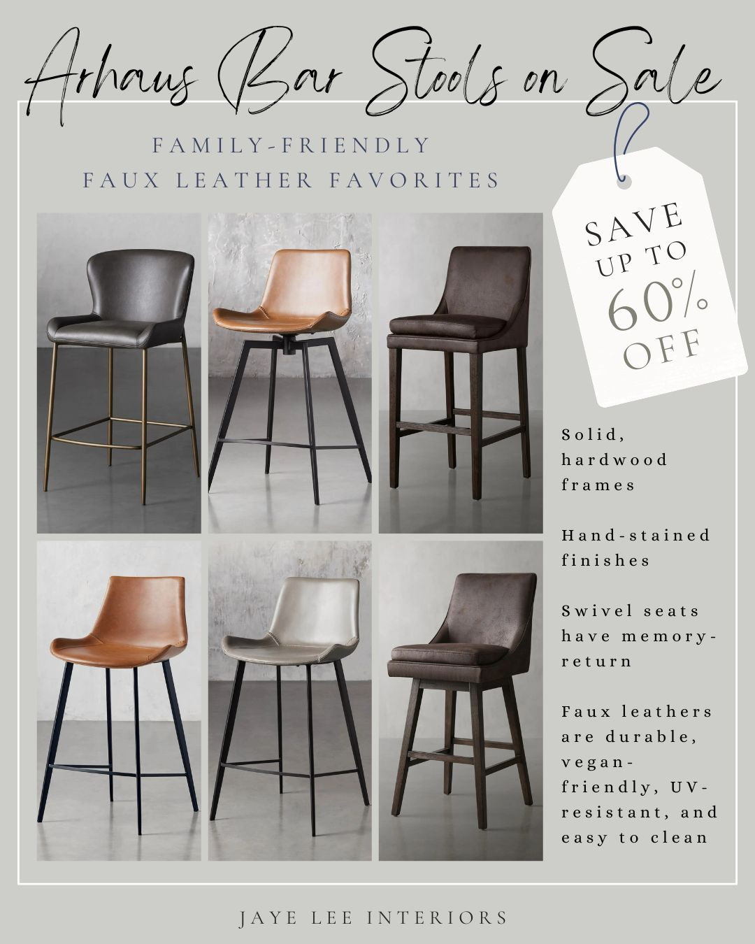 This Memorial Day Weekend, save hundreds on top-quality, highly-durable bar and counter stools from Arhaus! If you need a solid, family-friendly, easy-to-clean bar stool solution, look no further. This faux leather collection embodies all those durable characteristics without sacrificing style. Dining chairs and tables on sale as well! Don't miss out! ARHAUS STOOLS ON SALE! The faux LEATHER bar stool and counter stool edit... Bar stools, counter stools, high back counter stool, kitchen counter stool, kitchen island seating, dining chairs, dining furniture, counter height stool, bar height stool, black leather stool, brown leather stool, modern black stool, modern bar stools, traditional bar stools, kid-friendly furniture, designer furniture, designer bar stools, Arhaus Furniture Sale

#LTKHome#LTKSaleAlert#LTKFamily 

 

#LTKKids #LTKStyleTip