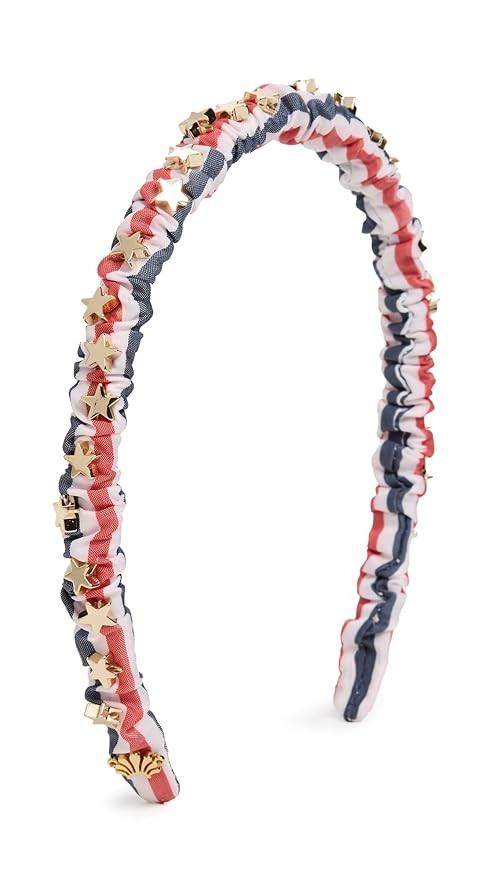Lele Sadoughi Women's Jessie Striped Cotton Embellished Headband, Patriotic Stripe, One Size | Amazon (US)