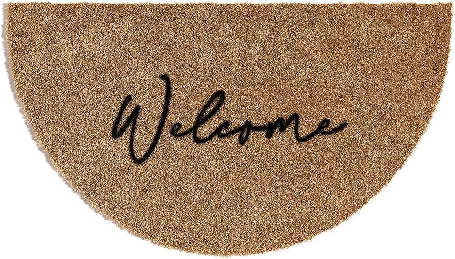 Barnyard Designs 'Welcome' Half Moon Doormat Welcome Mat for Outdoors, Large Front Door Entrance ... | Amazon (US)