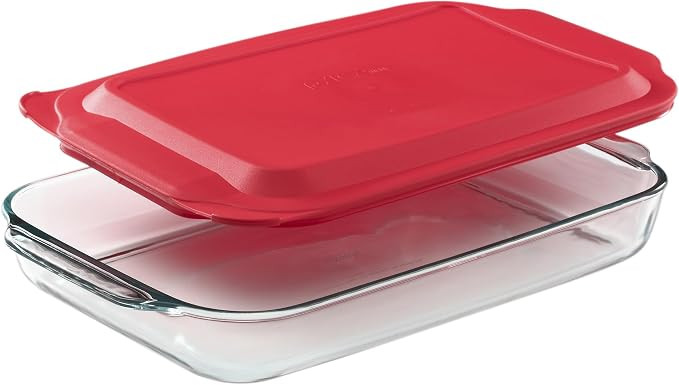 Pyrex Basics 3 QT Glass Baking Dish With Plastic Lid, Casserole Dish | Amazon (US)