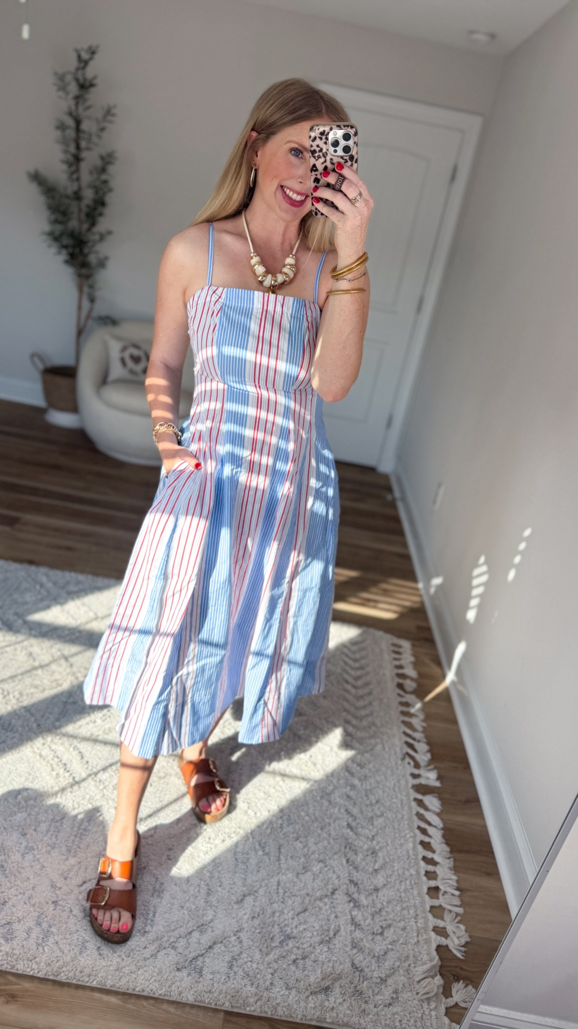 Weekend Walmart Wins try-on
Red white and blue striped midi dress with smocked back- small 

#LTKootd #LTKmomlife