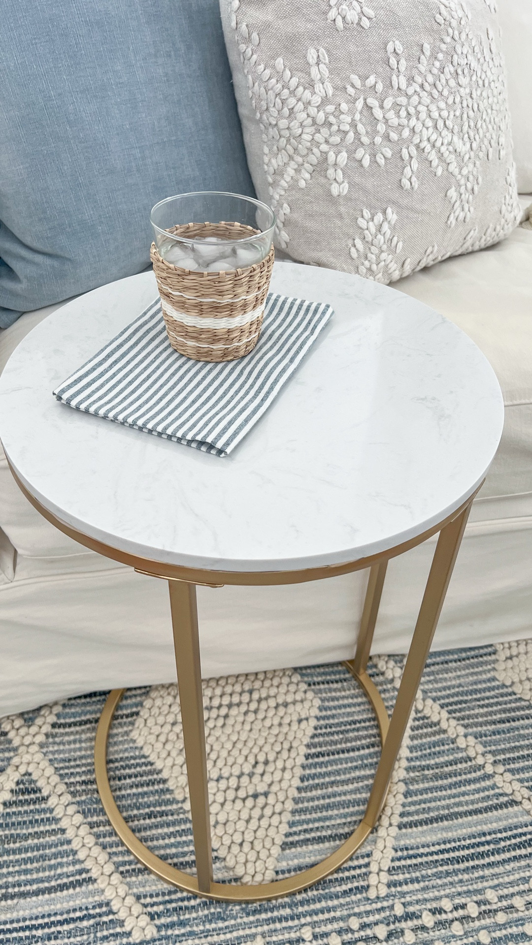 This is such a great side table if you're tight on space, as it snugs right up under a couch, chair or bed! I almost bought Pottery Barn's pricier version but I'm so glad I took a chance on this affordable Amazon side table, which has a real marble top!
-
coastal home decor, coastal style, coastal furniture, amazon furniture, affordable side tables, marble side tables, side tables under $100, white marble table, amazon living room furniture, amazon end tables, designer look for less, pottery barn look for less, white slipcover sofa, white slipcover couch, performance fabric couch, willow sofa, crate & barrel couch, amazon napkins, amazon cloth napkins, coastal napkins, striped napkins, blue pillow covers, winter pillow covers, blue velvet pillow covers, serena & lily pillow covers, neutral pillow covers, serena & lily rugs, coastal rugs, blue & white rugs, living room rugs, bedroom rugs, 8x10 rugs, 9x12 rugs, 5x8 rugs, 10x13 rugs, beach house rugs

#LTKHome