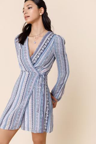 Desiree Boarder Print Wrap Dress | Francesca's