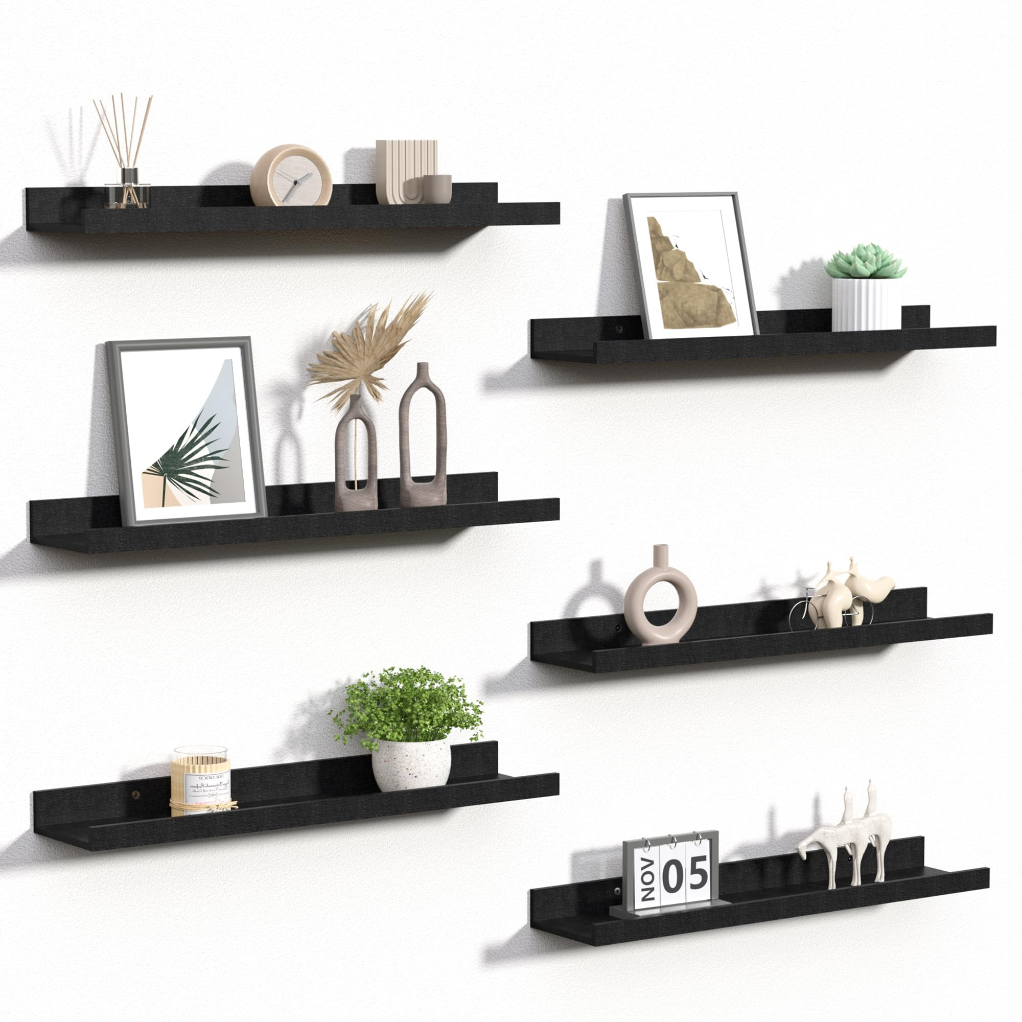 upsimples Floating Shelves for Wall, Wall Shelves for Decor Storage Set of 6, Wall Mounted Wood S... | Amazon (US)