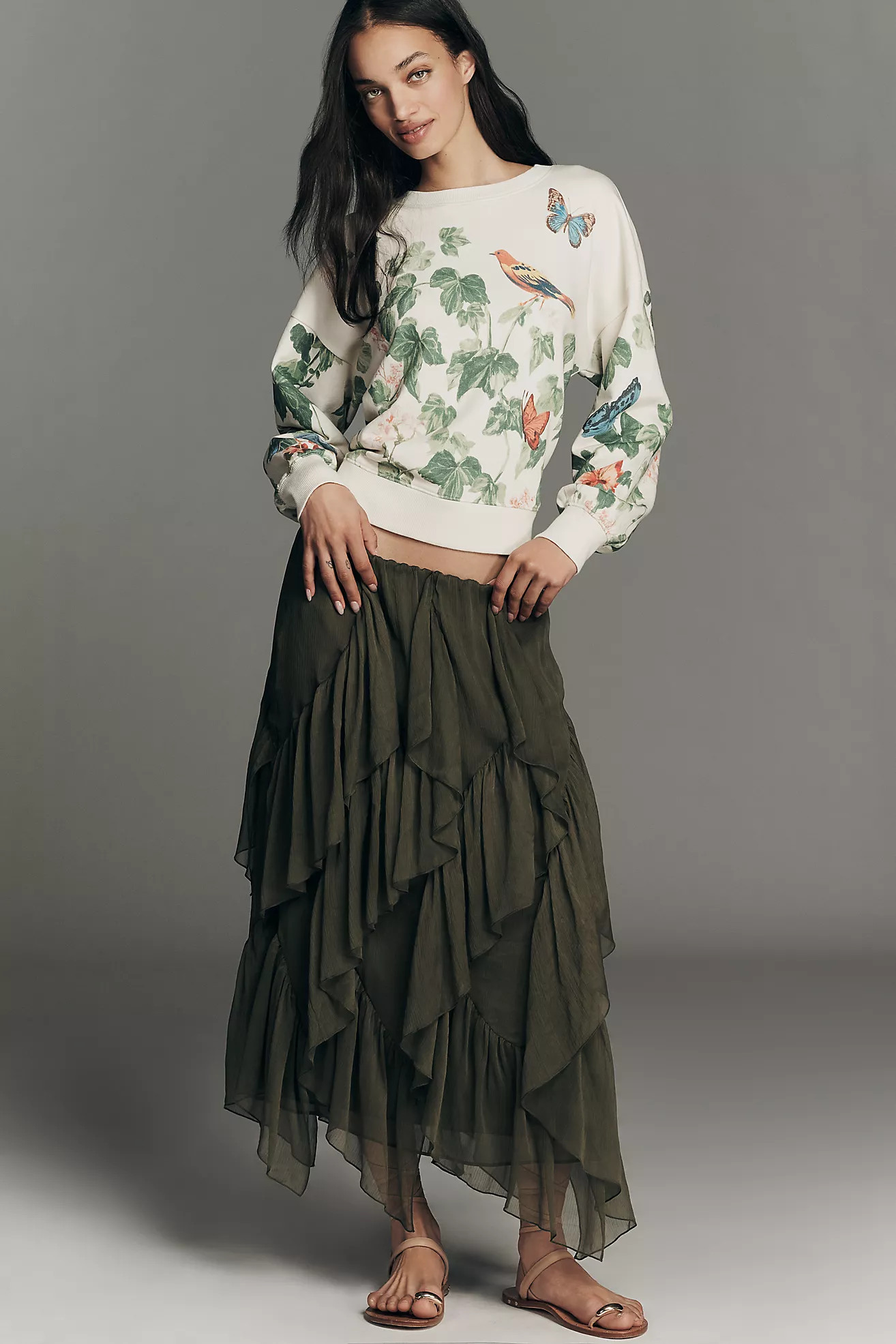 By Anthropologie Secret Garden Long-Sleeve Crew-Neck Sweater | Anthropologie (US)