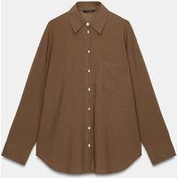 Zara - Oversize Cotton Shirt - Brown - Xl - Woman | Zara UK