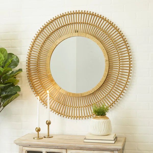 Natural Amesbury Round Wood Wall Mirror | Wayfair North America