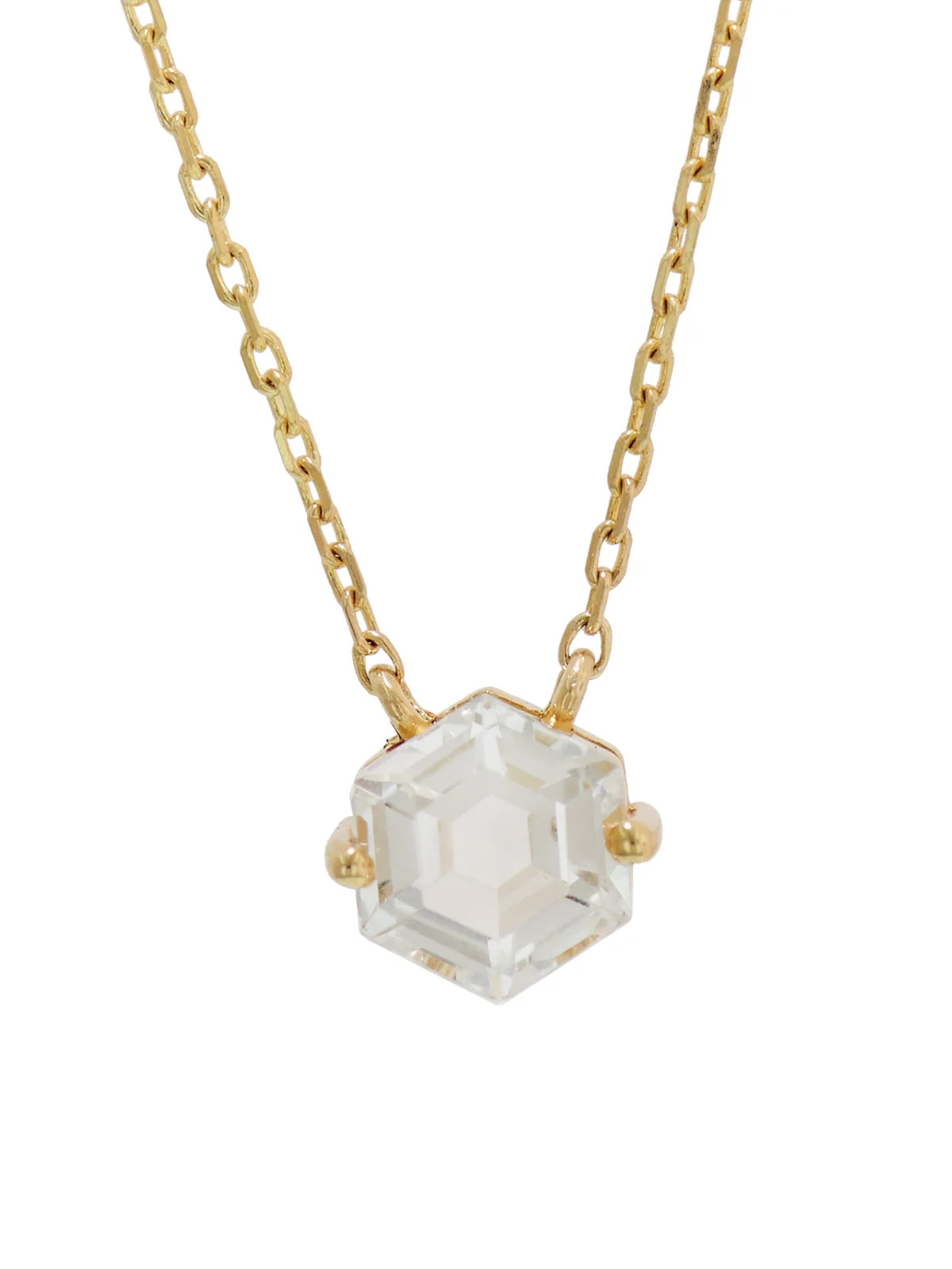 White Topaz Hexagon Yellow Gold Necklace | YLANG 23