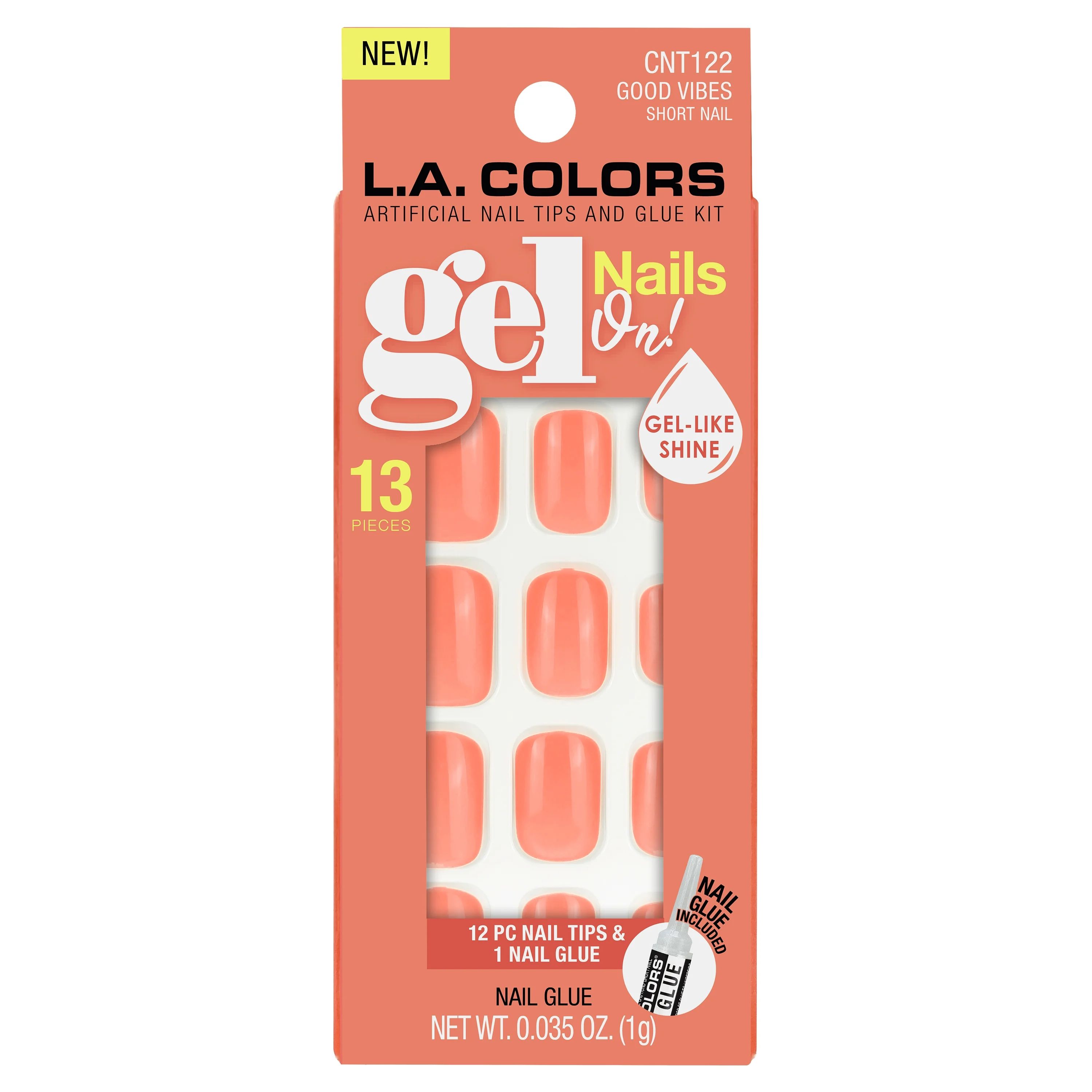 L.A. COLORS Gel Nails On Nail Tips, Good Vibes, 0.035 fl oz | Walmart (US)