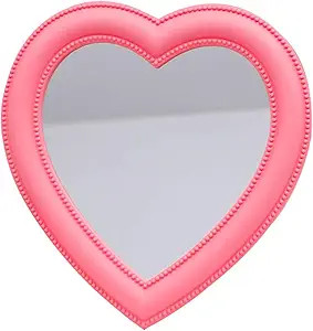 BinaryABC Heart Cosmetic Mirror Wall Desktop Bedroom Makeup Mirror,Valentines Day Gift(Pink) | Amazon (US)