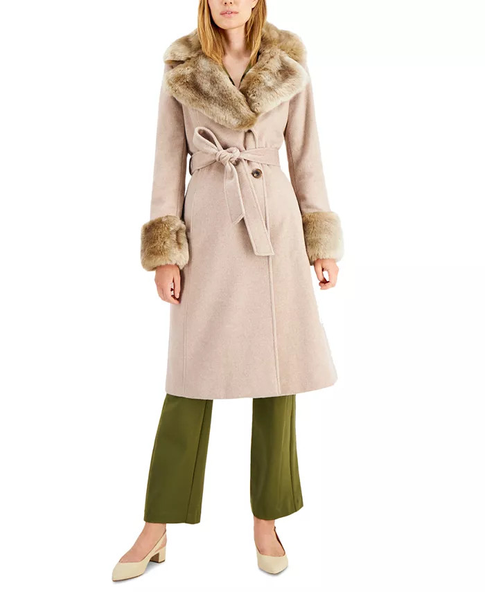 Women's Wool Blend Belted Wrap Coat | Macy's