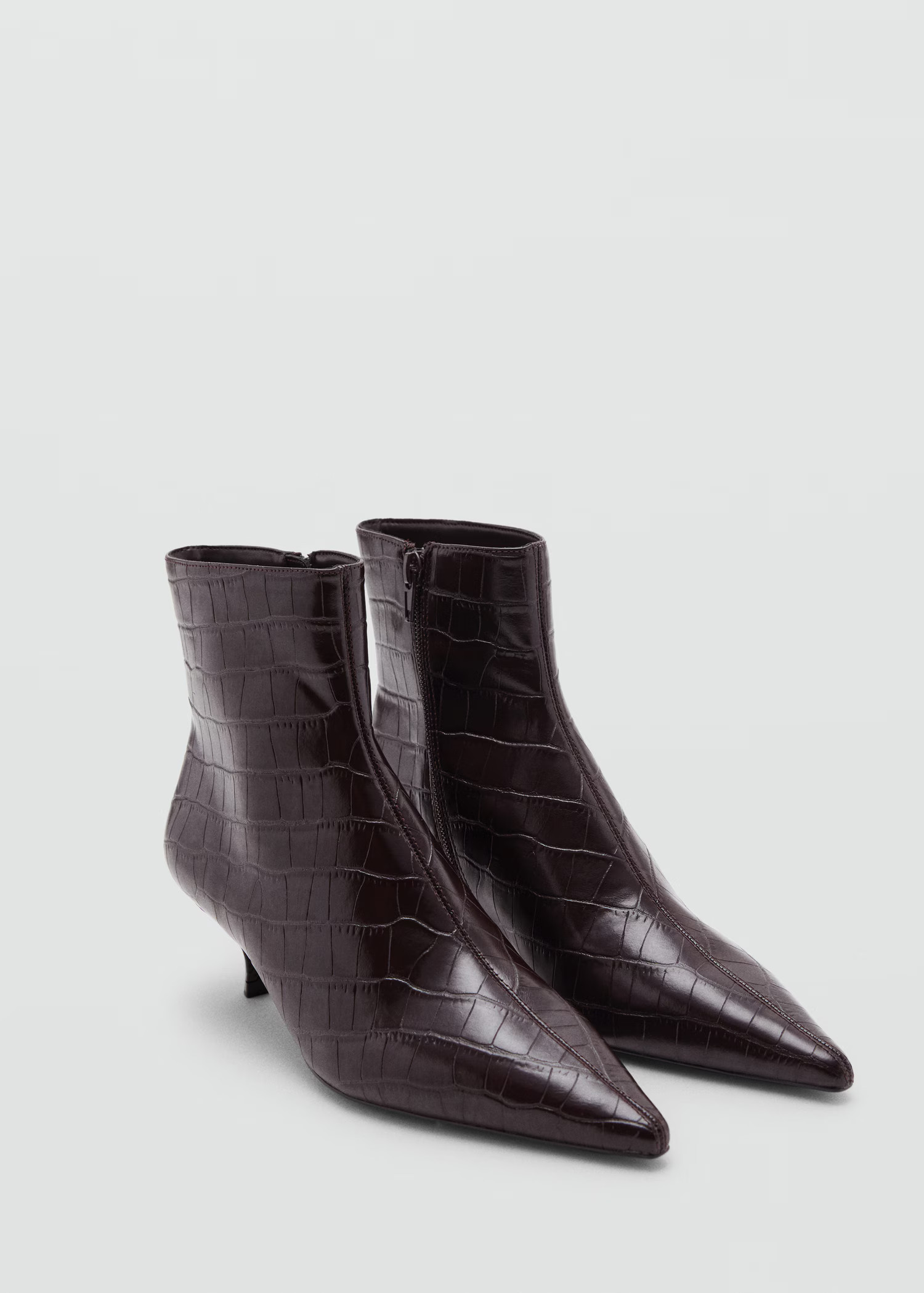 Croc-effect pointed-toe ankle boots - Women | MANGO USA | Mango (US/MX/AU)
