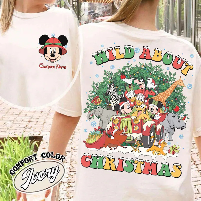 2-sided Personalized Mickey Friends Animal Kingdom Christmas Shirt, Wild Christmas Lion King Haku... | Etsy (US)