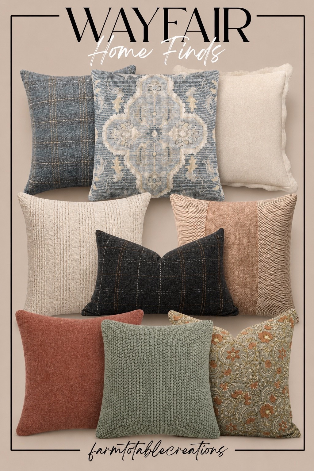 Wayfair Throw Pillows You’ll Want in Every Room 🤍✨

The easiest way to refresh your home? New throw pillows. These beautiful Wayfair finds feature timeless textures, soft neutrals, rich earth tones, and classic patterns that mix effortlessly for a cozy, designer-inspired look. Whether you’re styling your sofa, bed, or accent chairs, these pillows instantly make any space feel warm, layered, and inviting.

Follow @farmtotablecreations on Instagram for more cozy home finds and affordable designer-inspired decor.

#LTKHome #Wayfair #WayfairFinds #ThrowPillows #HomeDecor #NeutralHome #CozyHome #DesignerInspired #LivingRoomDecor #BedroomDecor #InteriorStyle #FarmToTableCreations

#LTKHome #LTKSaleAlert