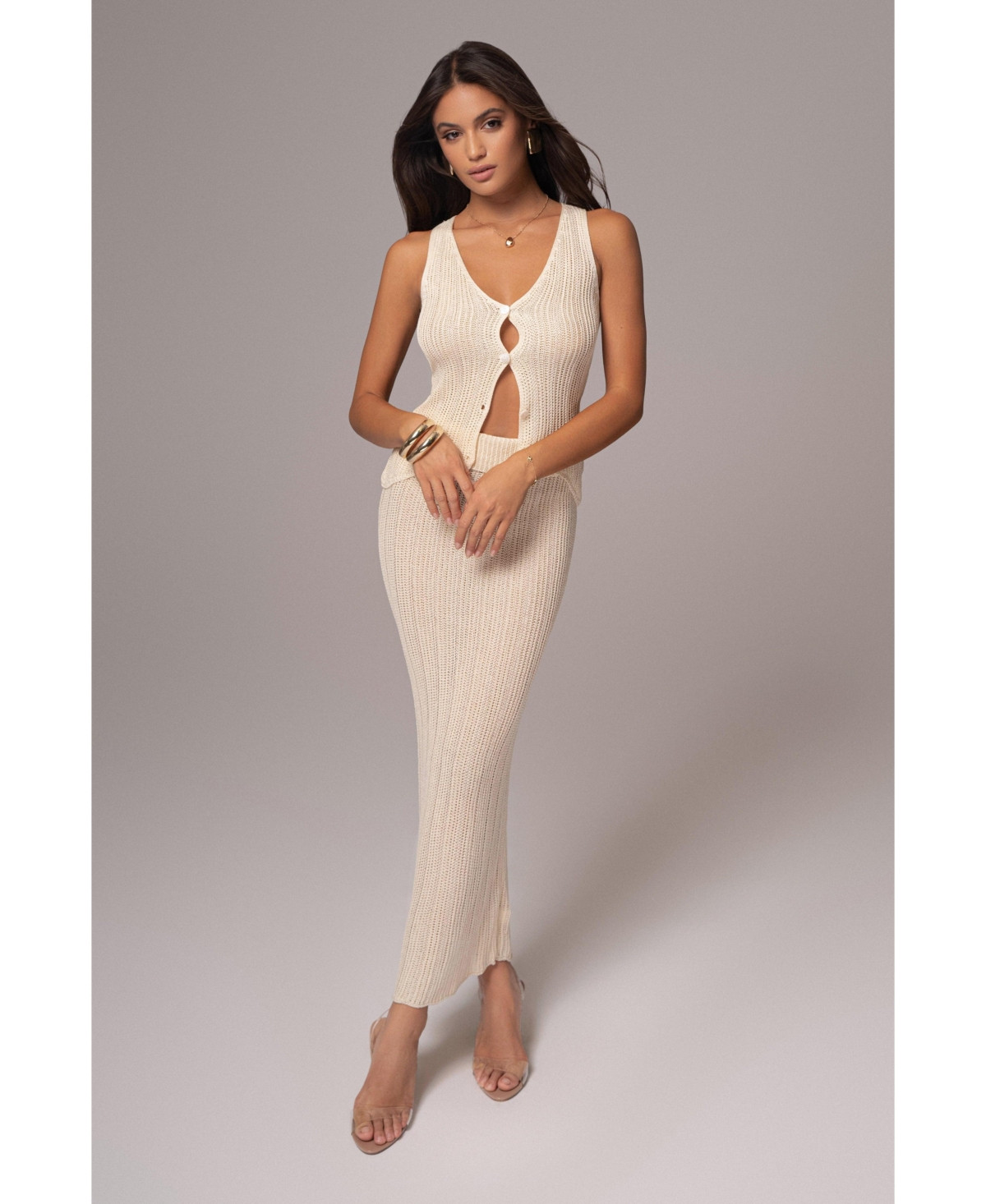 Jluxlabel Women's Cyrus Ribbed Skirt Set - Ivory | Macy's