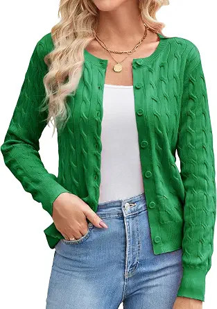 GRACE KARIN Cable Knit Cardigan Sweaters for Women Lightweight Fall Outfits | Amazon (US)