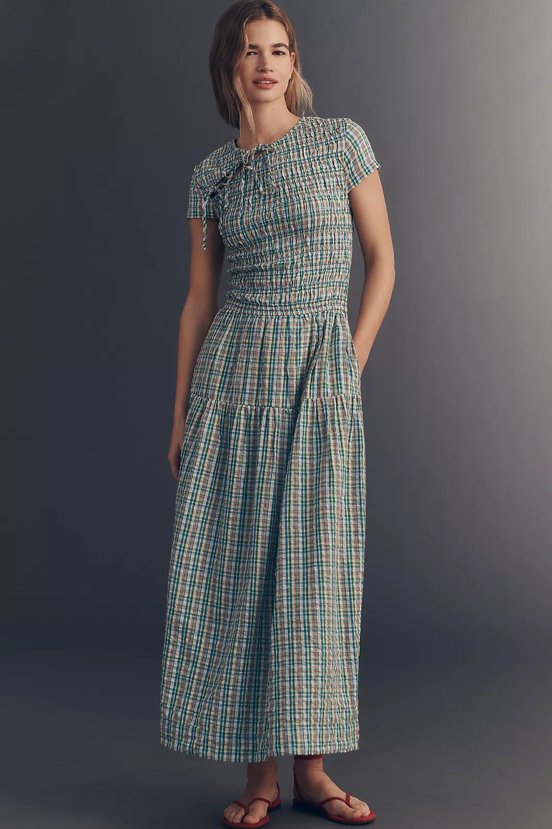 Damson Madder 100% Cotton Ebba Smocked Midi Dress | Anthropologie (US)
