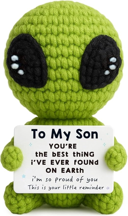 Gift for Son from Mom Dad Chistmas Stocking Stuffer for My Son Crochet Alien Inspirational Birthd... | Amazon (US)