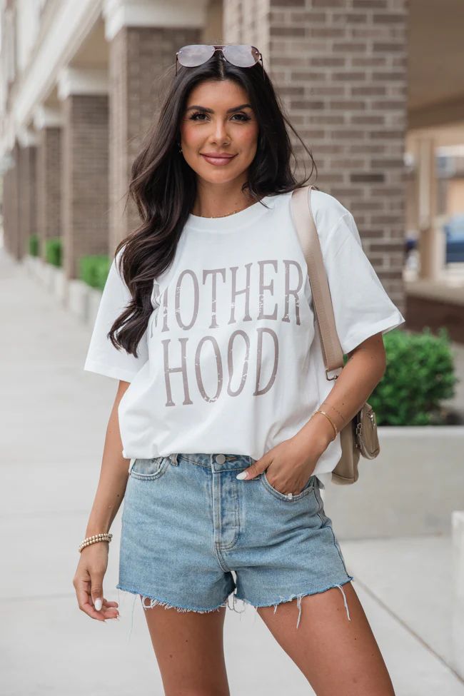 Motherhood White Oversized Graphic Tee | Pink Lily