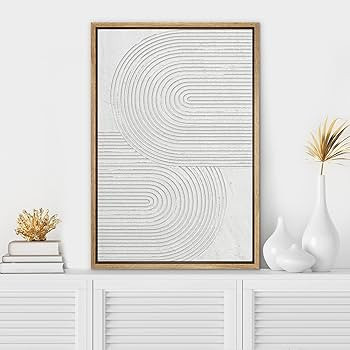 SIGNWIN Framed Canvas Print Wall Art White Vintage Geometric Spirals Abstract Shapes Illustration... | Amazon (US)