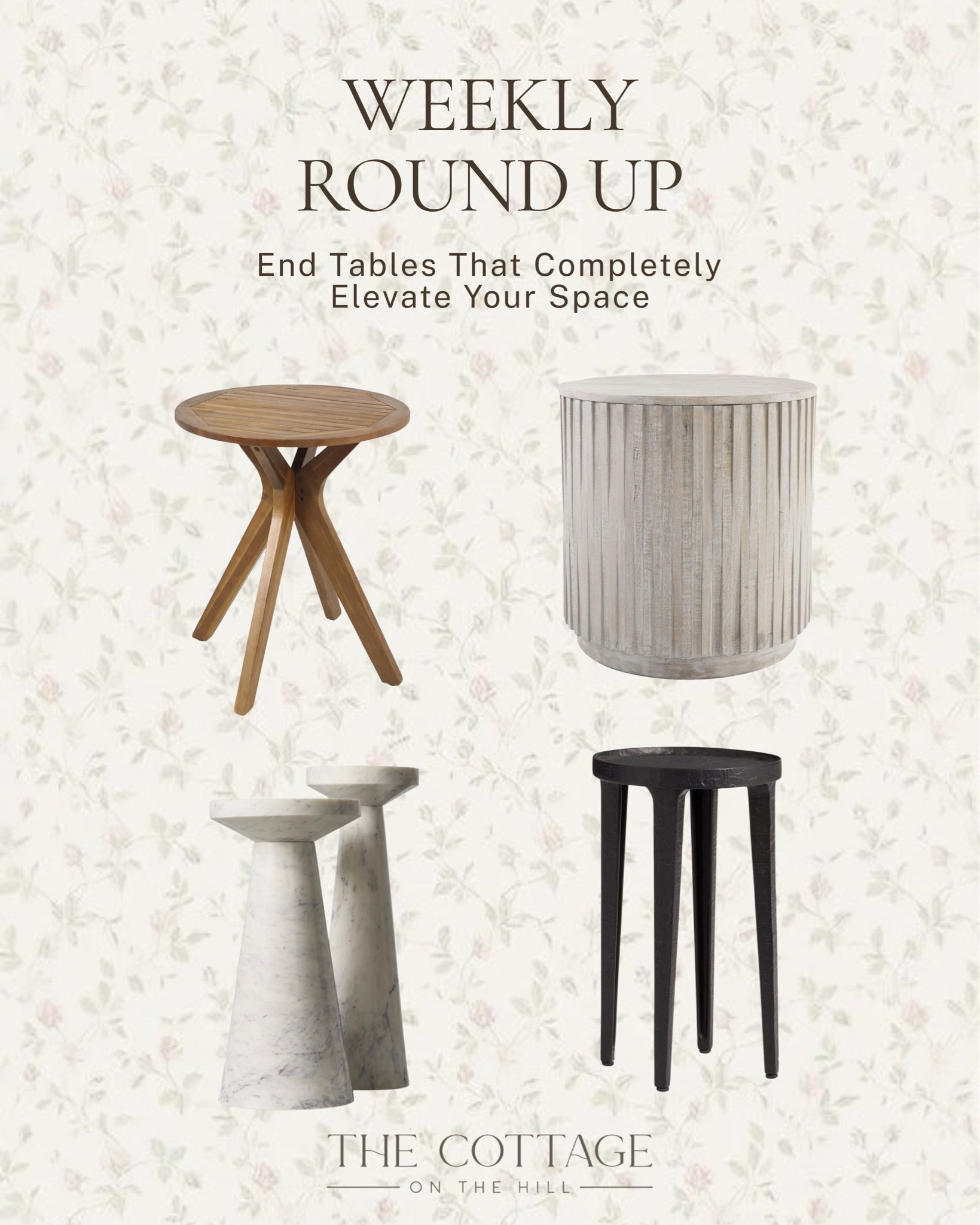 The right end table does more than you think ✨ 

A sculptural oak design, a fluted drum, a marble pedestal, a sleek black accent, four styles, all the impact. 

All linked here 🤍 

#LTKhome