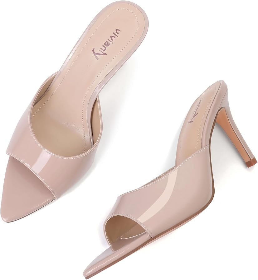 vivianly Clear Pointed Toe Heels Sandals Transparent Strap Stiletto High Heels Slip on Mules for ... | Amazon (US)