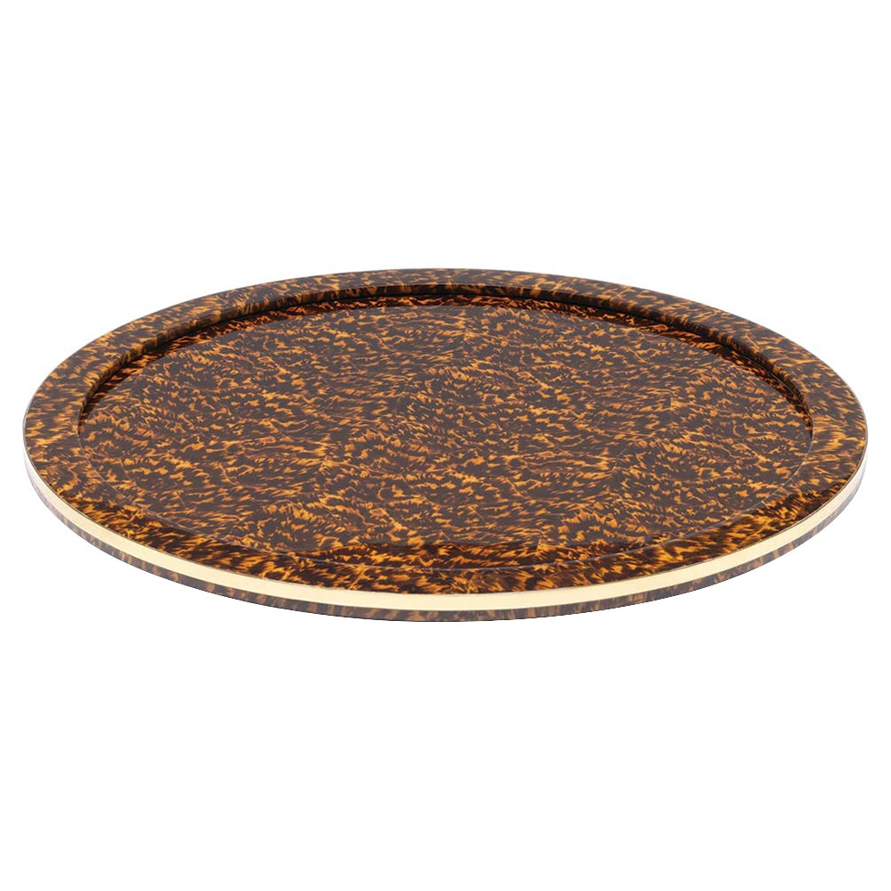 Maximilian Updated Traditional Brown Faux Tortoise Round Tray | Kathy Kuo Home