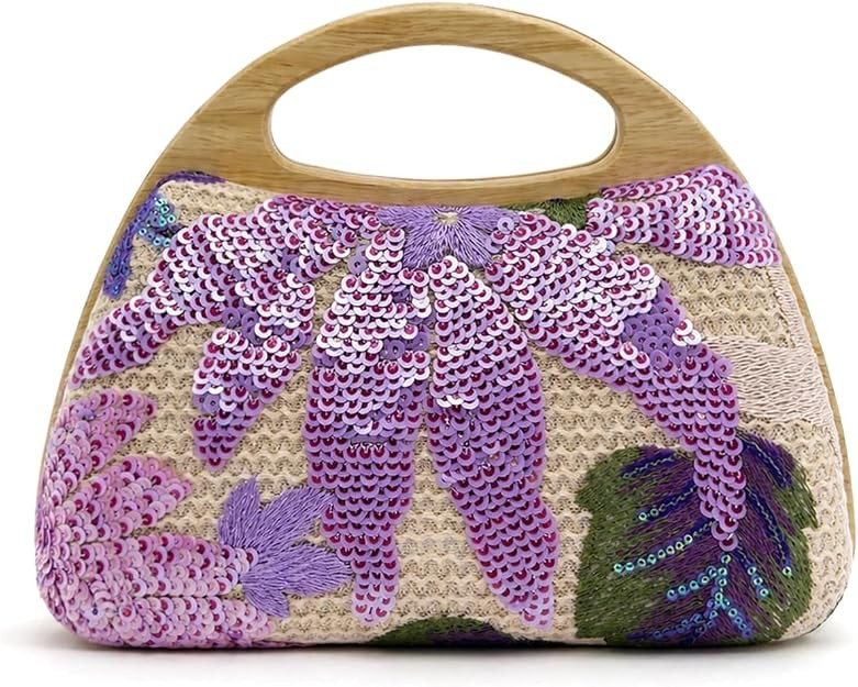Women Straw Clutch Handbags Beaded Beach Top Handle Evening Bag Woven Summer Purse for Wedding Pa... | Amazon (US)
