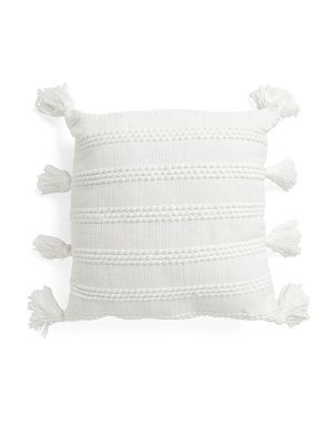 18x18 Indoor Outdoor Pillow With Tassels | TJ Maxx