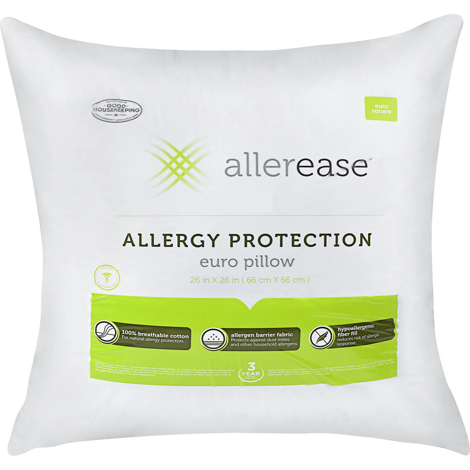 AllerEase Cotton Euro Pillow with Allergy Protection | Walmart (US)