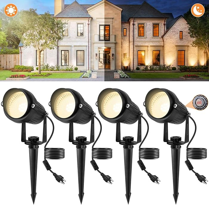 Dusk to Dawn Outdoor LED Spotlight, Outdoor Landscape Lighting with Photocell Sensor, 3000K Warm ... | Amazon (US)