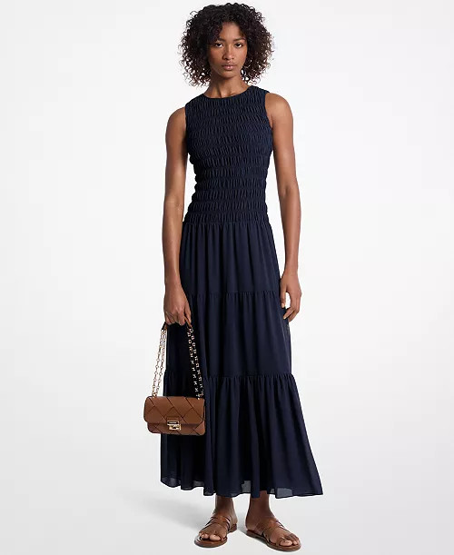 Women's Smocked Scoop Neck Fit & Flare Dress | Macy's