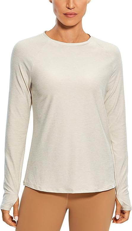 CRZ YOGA Long Sleeve Workout Shirts for Women Yoga Tops Athletic Sports Shirt with Thumb Hole | Amazon (US)