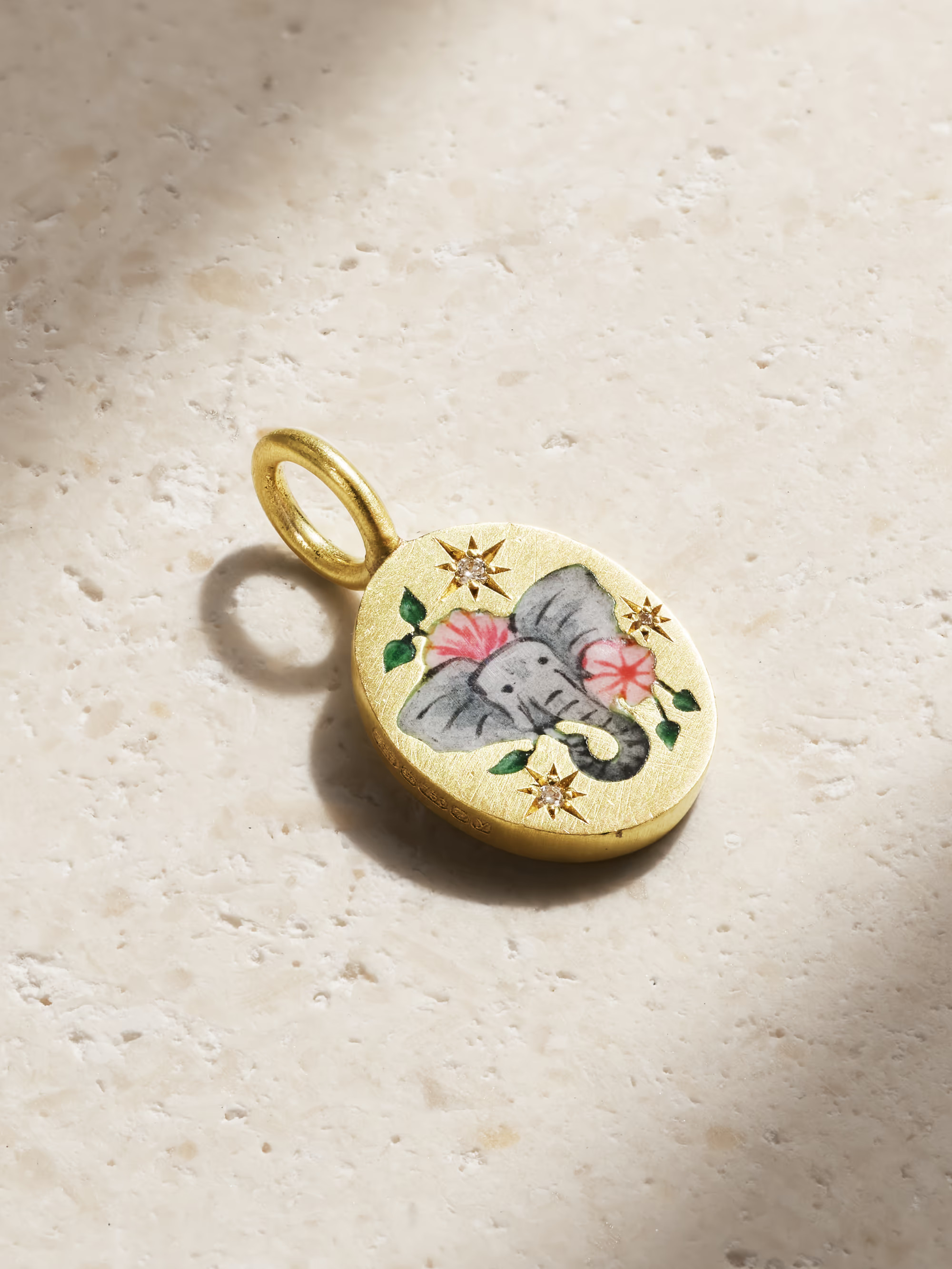Elephant & Camellia 18-karat recycled gold, enamel and diamond charm | NET-A-PORTER (UK & EU)