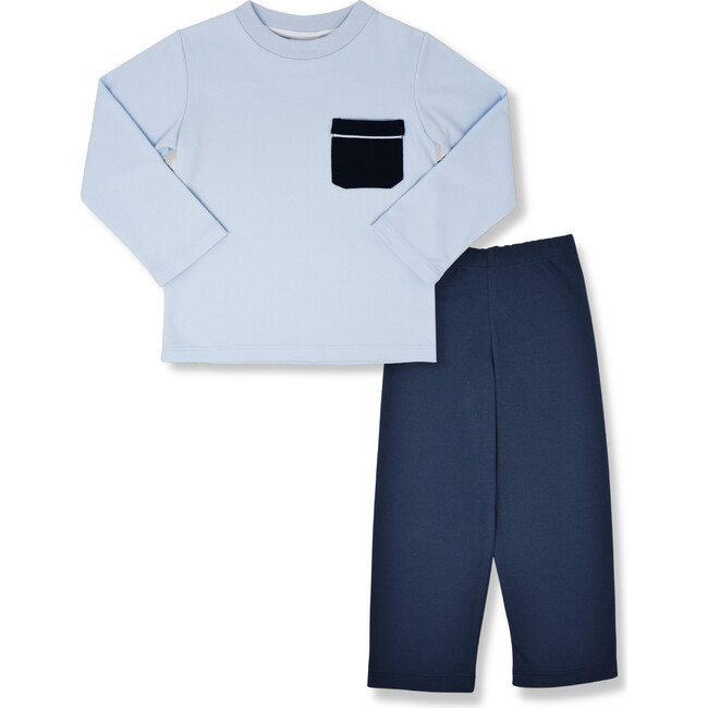 Charlie Pant Set LS, Blue/Navy | Maisonette