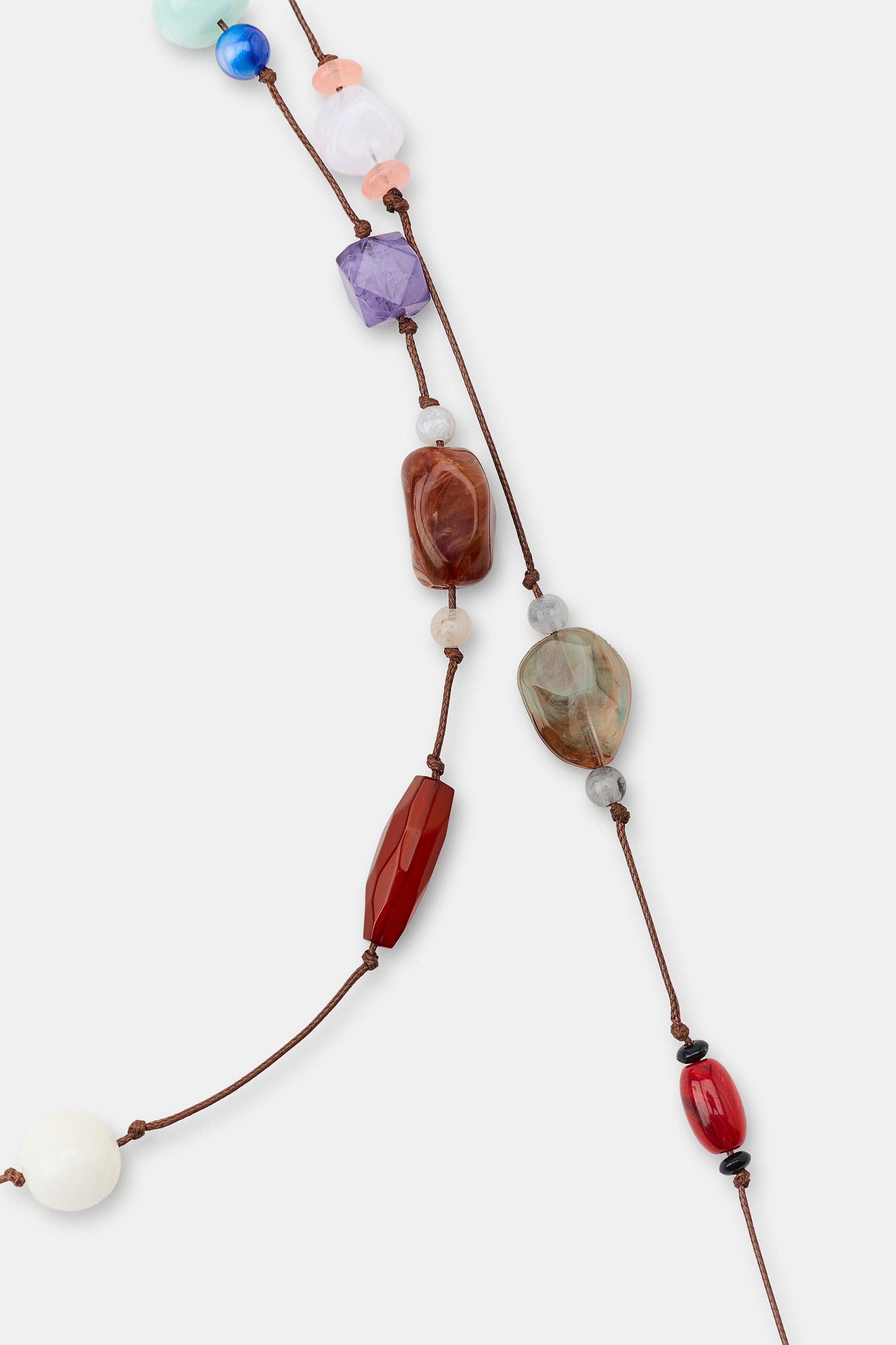 Cord belt with knots. Featuring natural stone and colorful bead appliqu\u00e9s. Tie closure. | Zara US