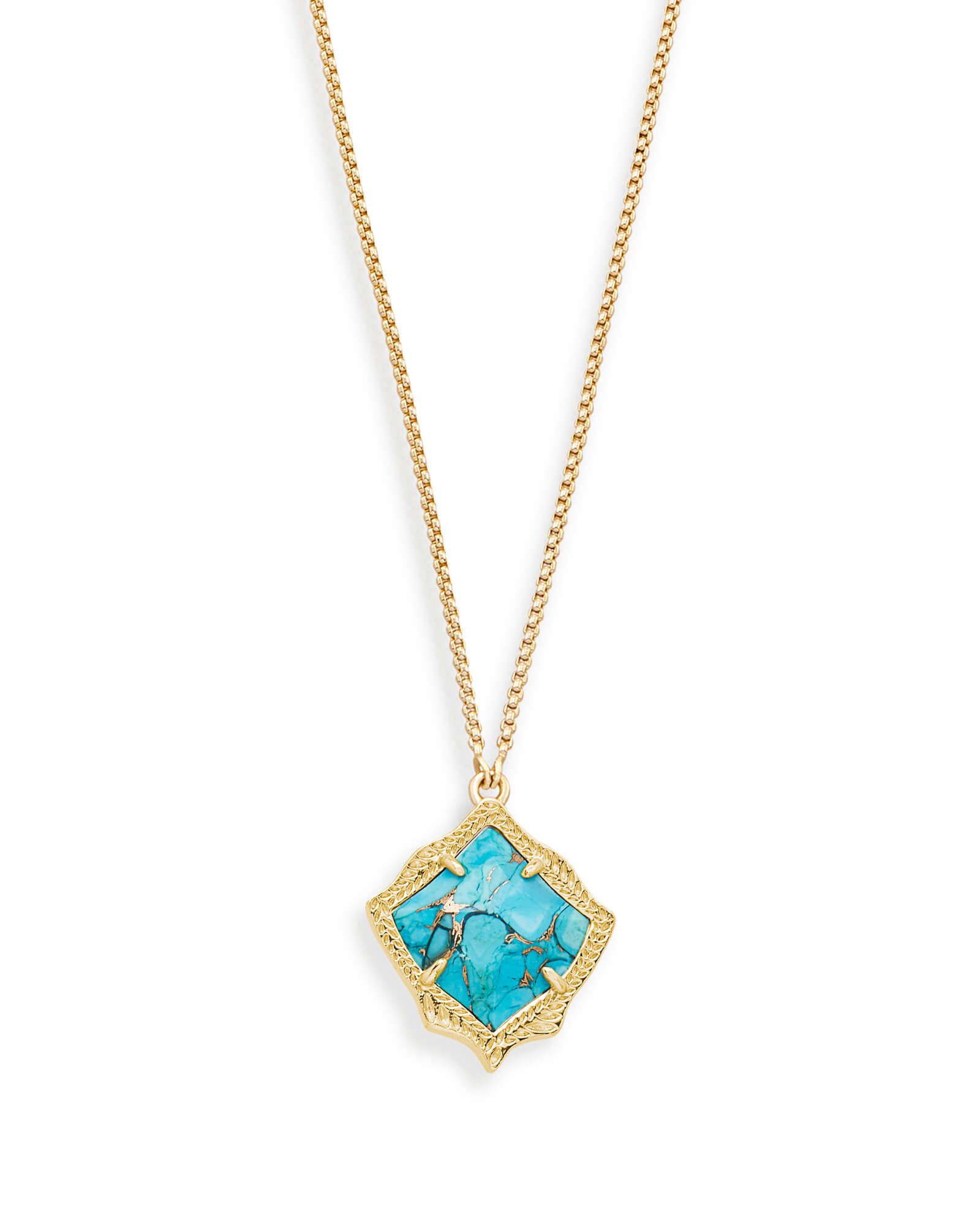 Kacey Long Pendant Necklace in Bronze Veined Turquoise | Kendra Scott